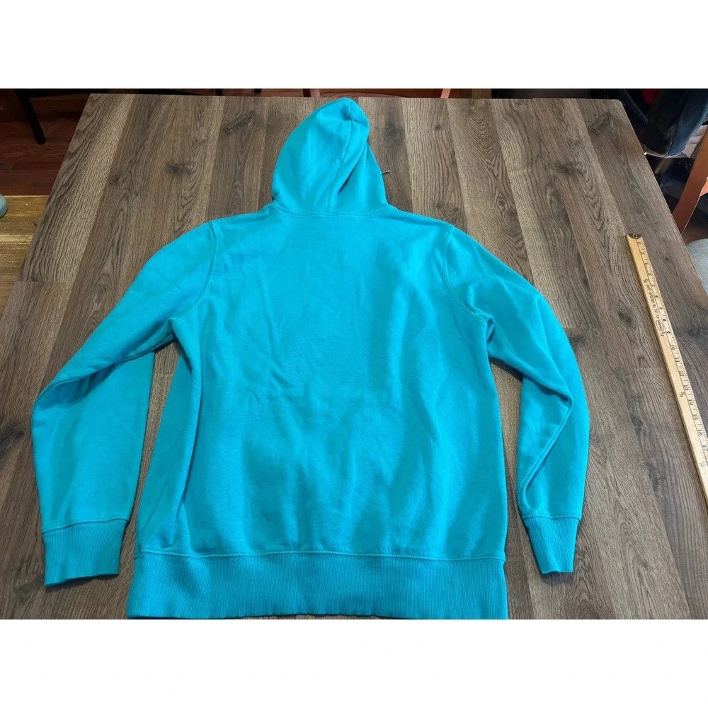 The North Face Hoodie Mens Large Teal Blue Pullover Graphic Logo Excellent